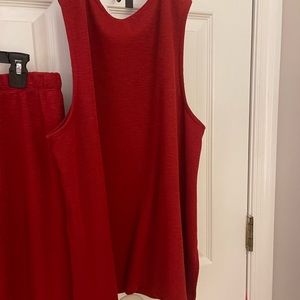 Eileen Fisher organic red tank and wide leg pant set. Size Large
